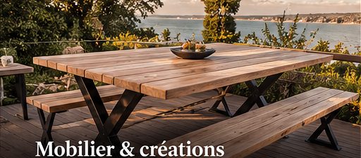 Table extérieure en bois et métal